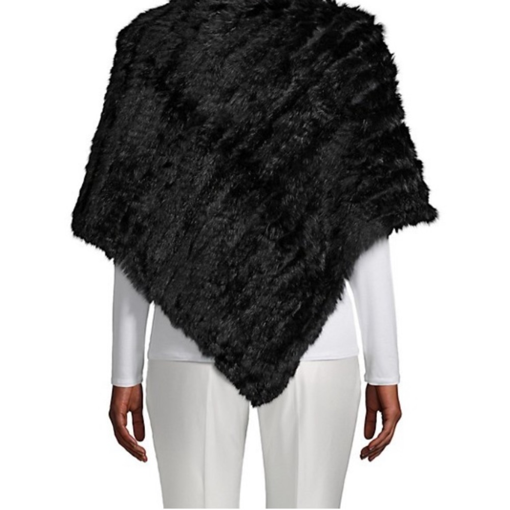Black Fur Adrienne Landau Poncho Cape NWT - Picture 9 of 11